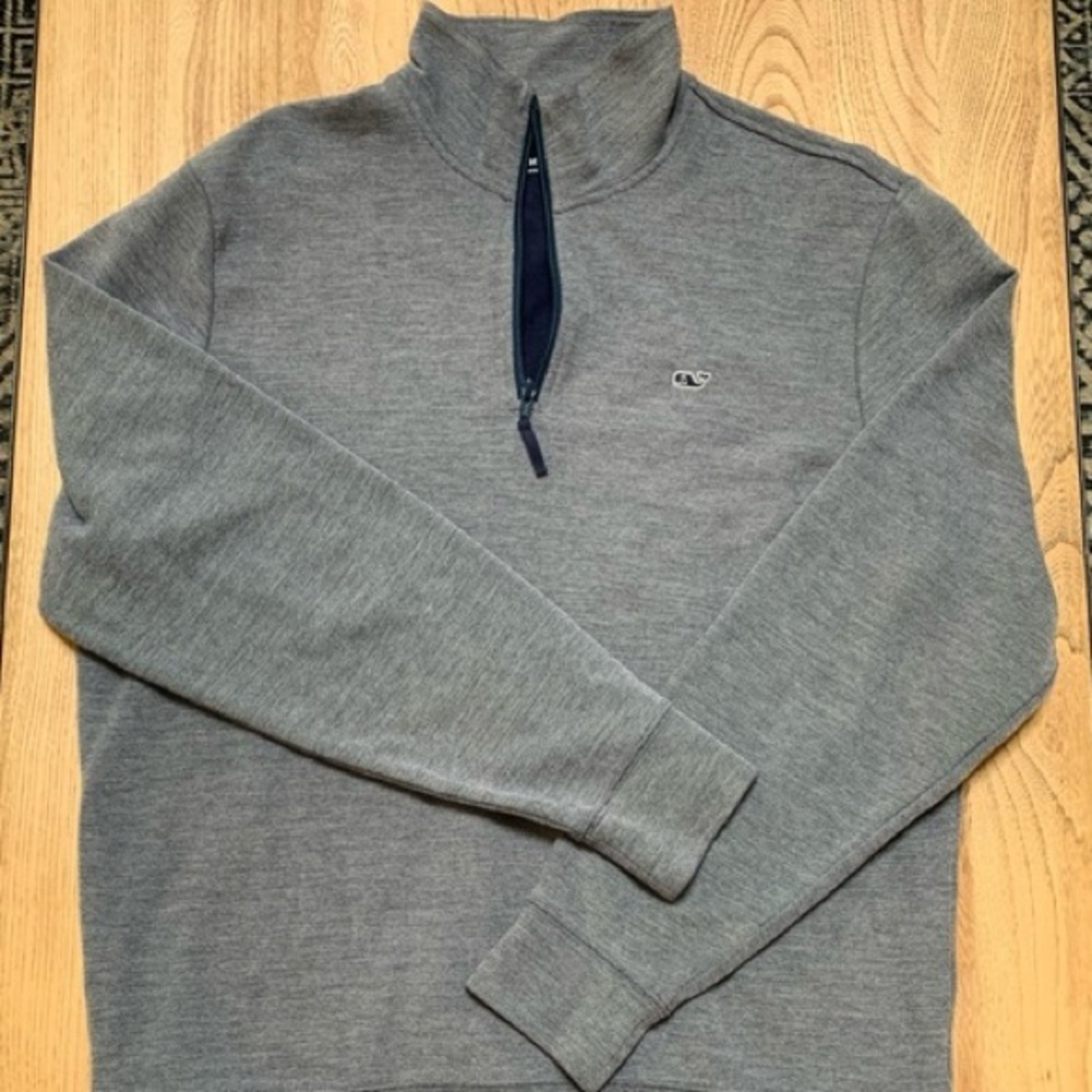Vineyard Vines Men's Heather Gray  Saltwater 1/4 Zip Pullover size XXL Pullover